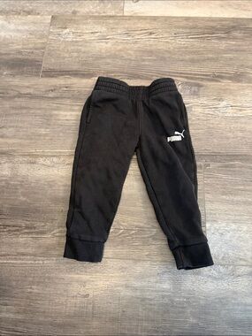 Puma Kids Black Jogger Pants with White Logo